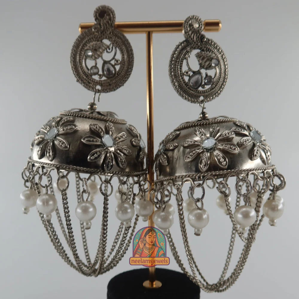 Floral Pearl Jumbo Jhumkas