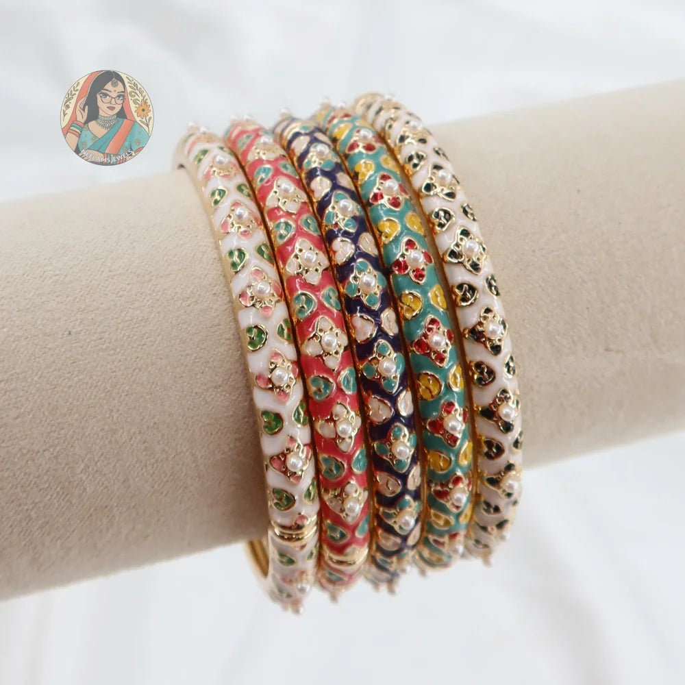 Floral Pearl Meenakari Bangle