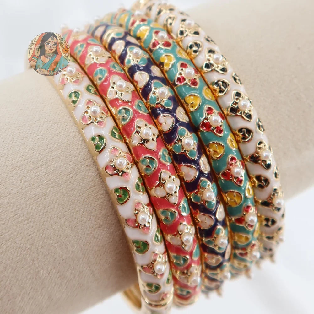Floral Pearl Meenakari Bangle