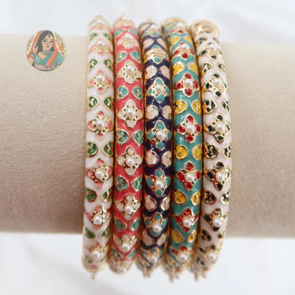 Floral Pearl Meenakari Bangle