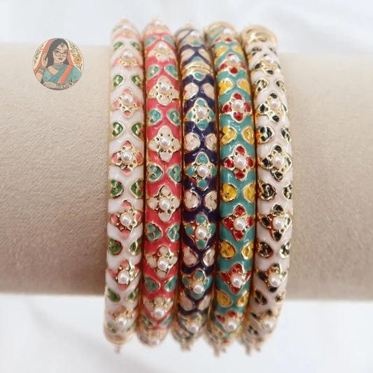 Floral Pearl Meenakari Bangle
