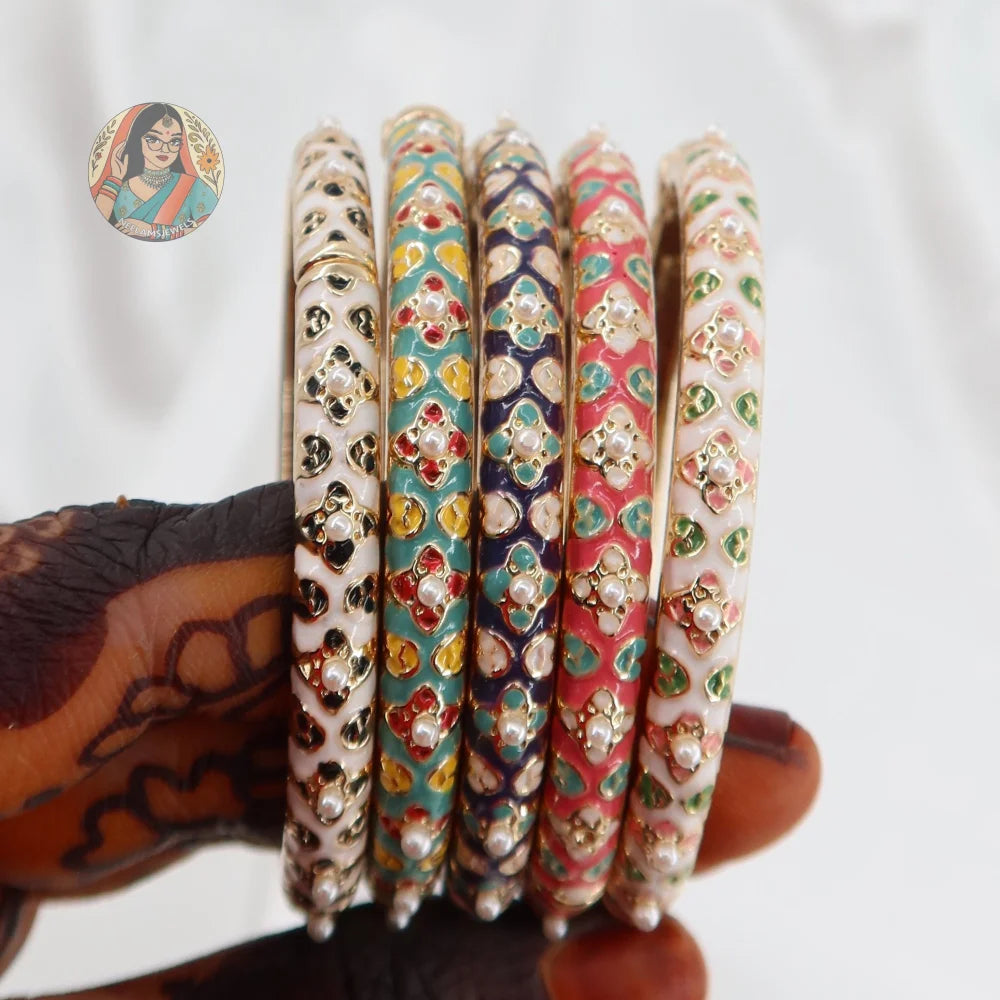 Floral Pearl Meenakari Bangle