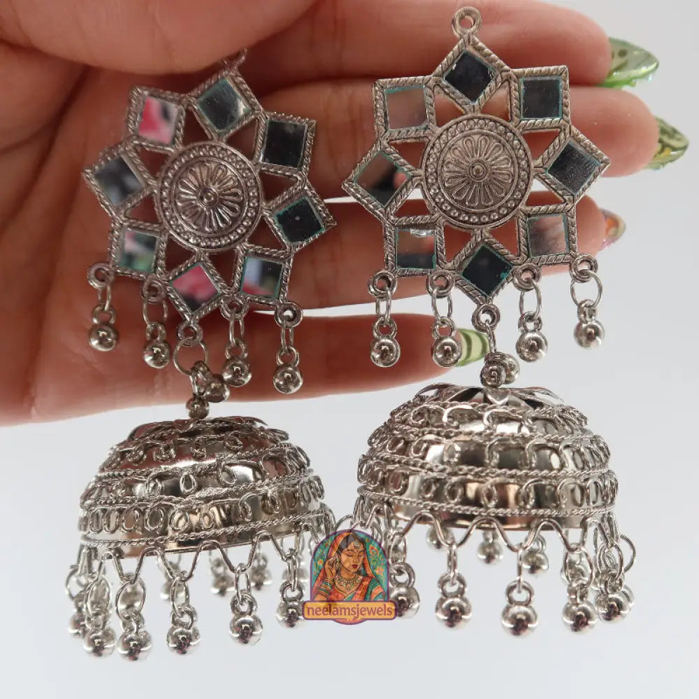 Flower Mirrorwork Jhumka