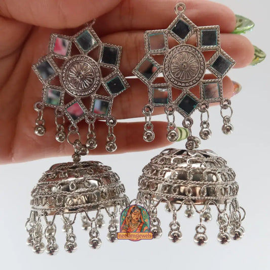 Flower Mirrorwork Jhumka