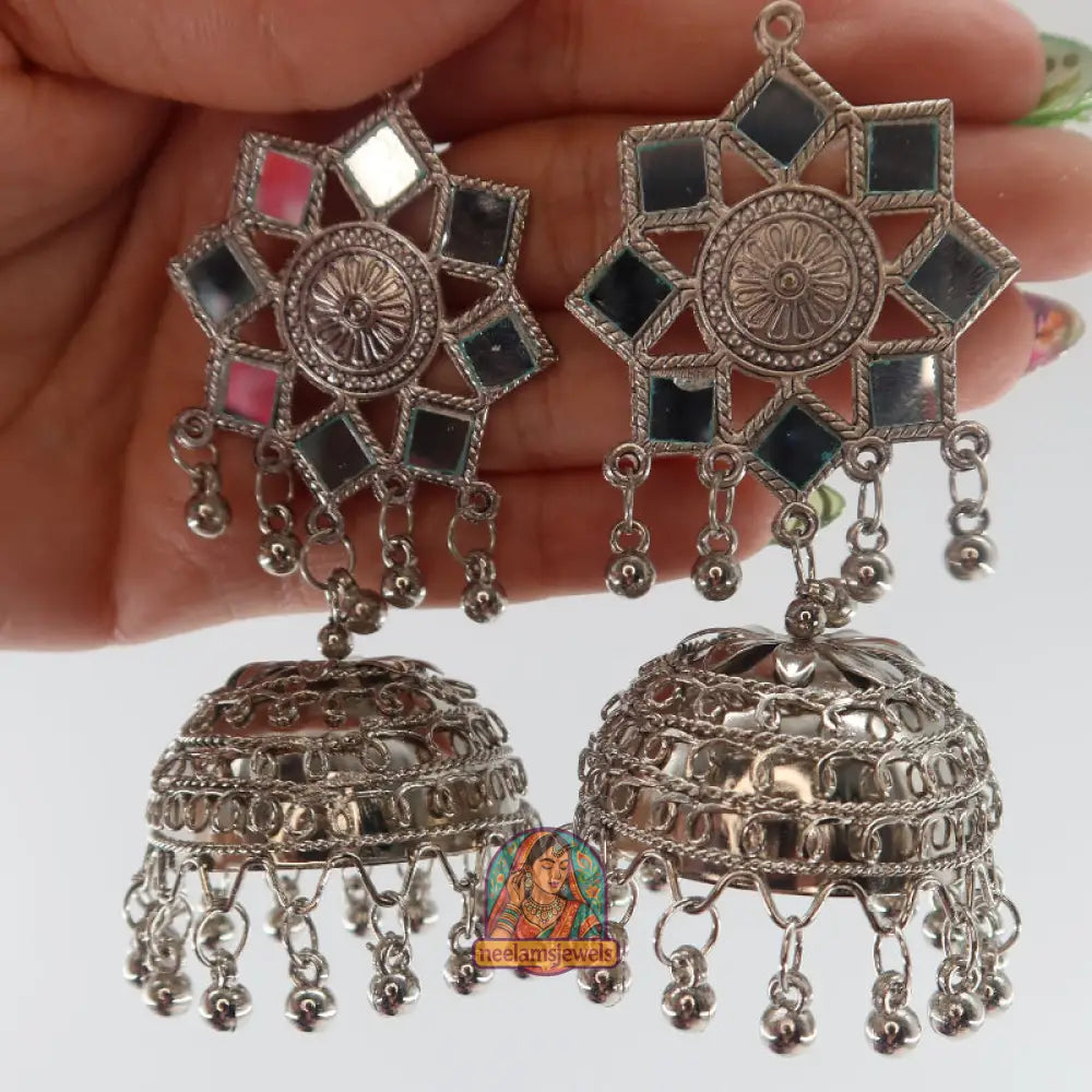 Flower Mirrorwork Jhumka