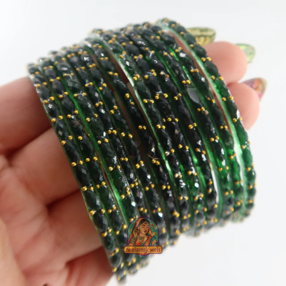 ’Forest Green’ Glass Bangle Set