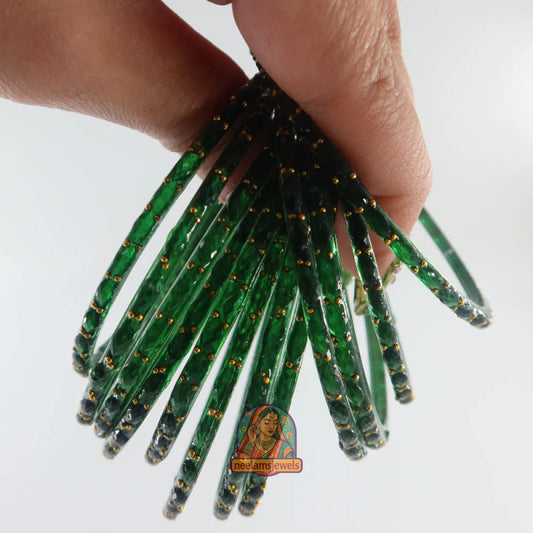 ’Forest Green’ Glass Bangle Set