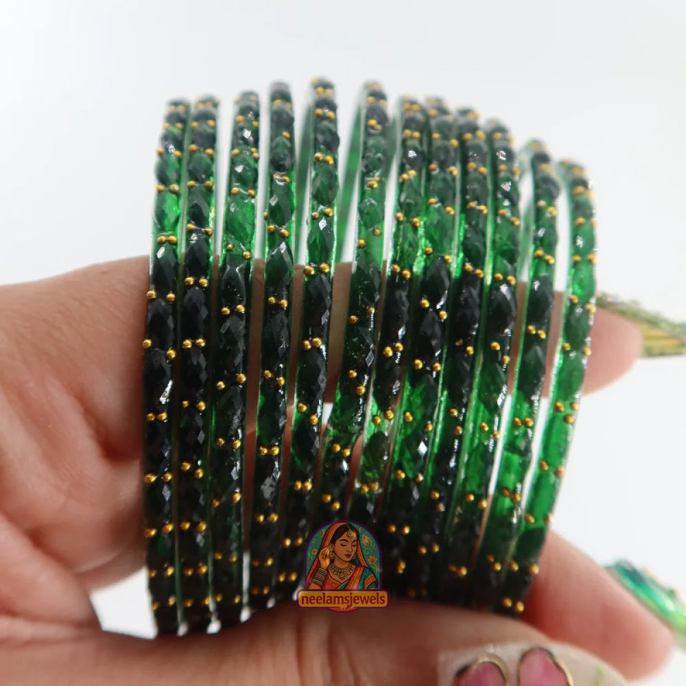 ’Forest Green’ Glass Bangle Set