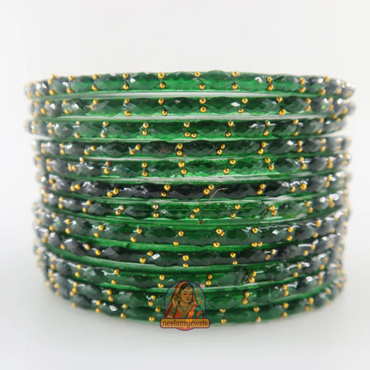 ’Forest Green’ Glass Bangle Set