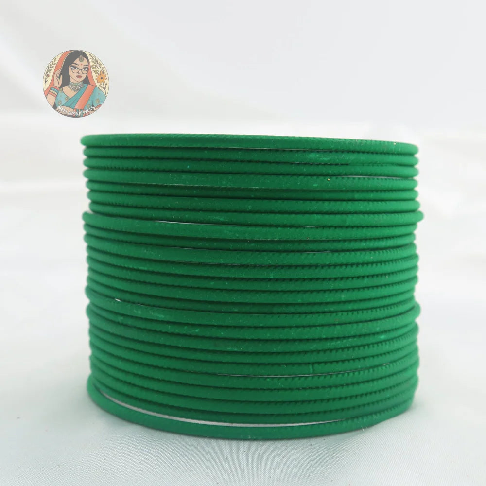 ’Forest Green’ Plain Matte Bangle Set