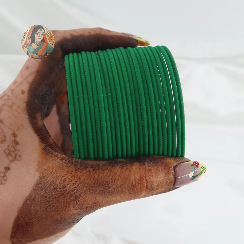 ’Forest Green’ Plain Matte Bangle Set