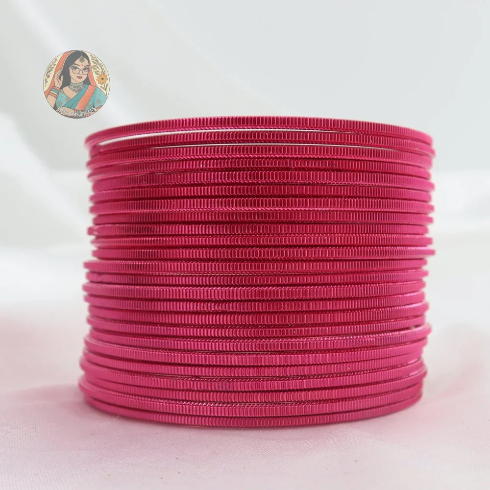 ’Fuchsia’ Shiny Plain Bangle Set