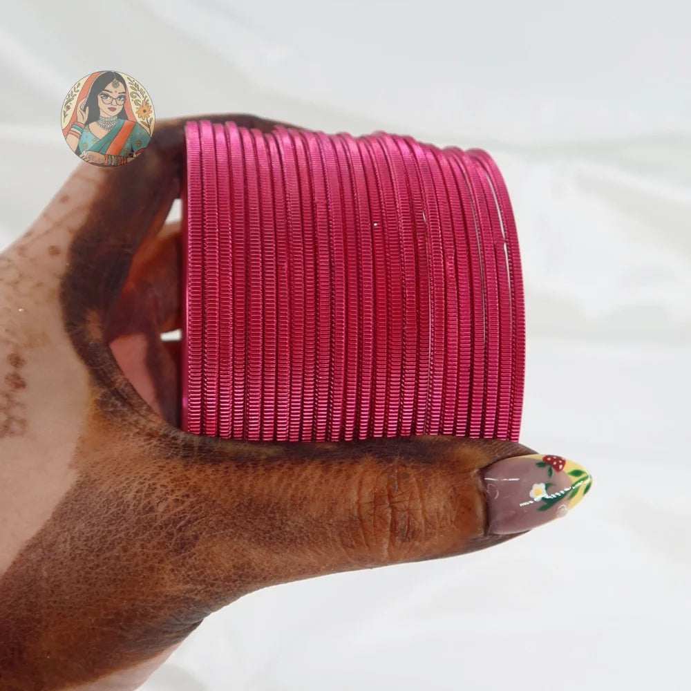 ’Fuchsia’ Shiny Plain Bangle Set