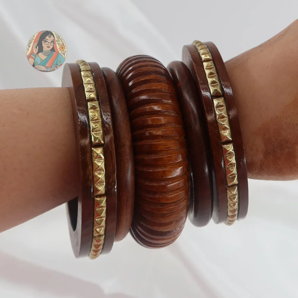 Gauri Wooden Bangle Stack