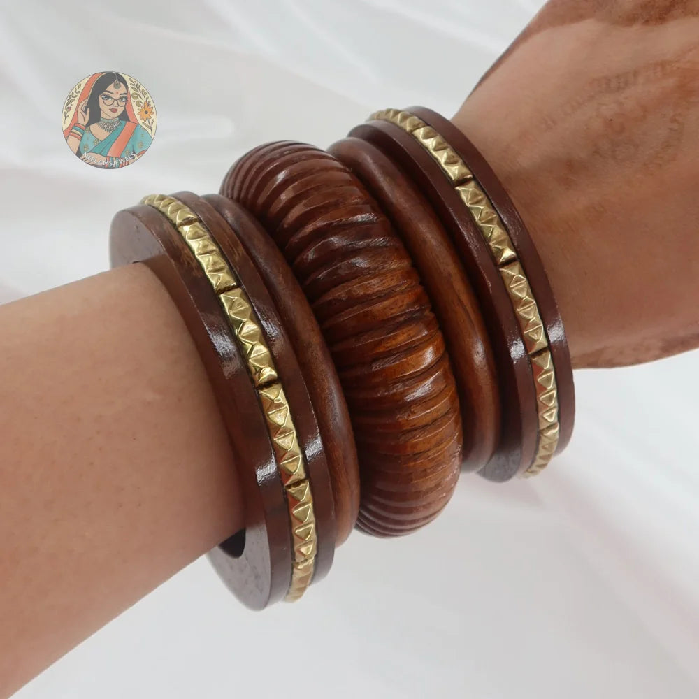 Gauri Wooden Bangle Stack
