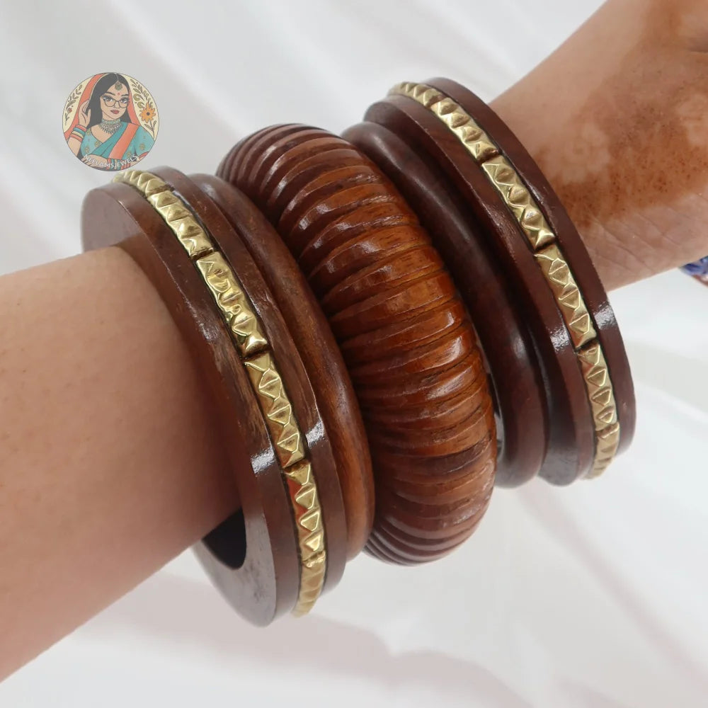 Gauri Wooden Bangle Stack