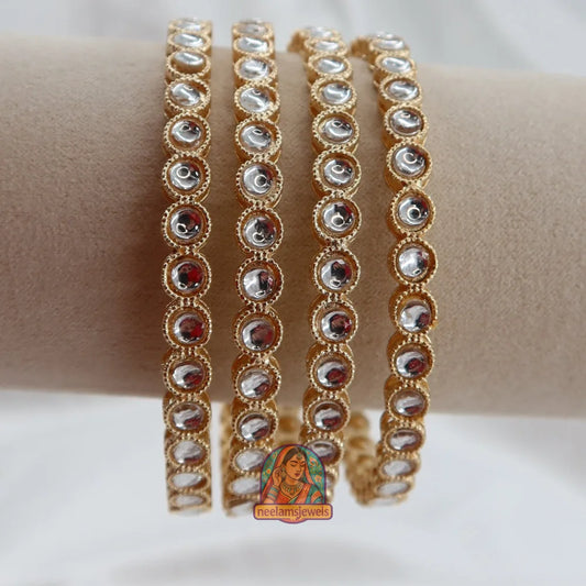 Gold Circle Kundan Bangles