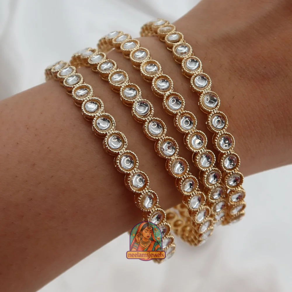 Gold Circle Kundan Bangles