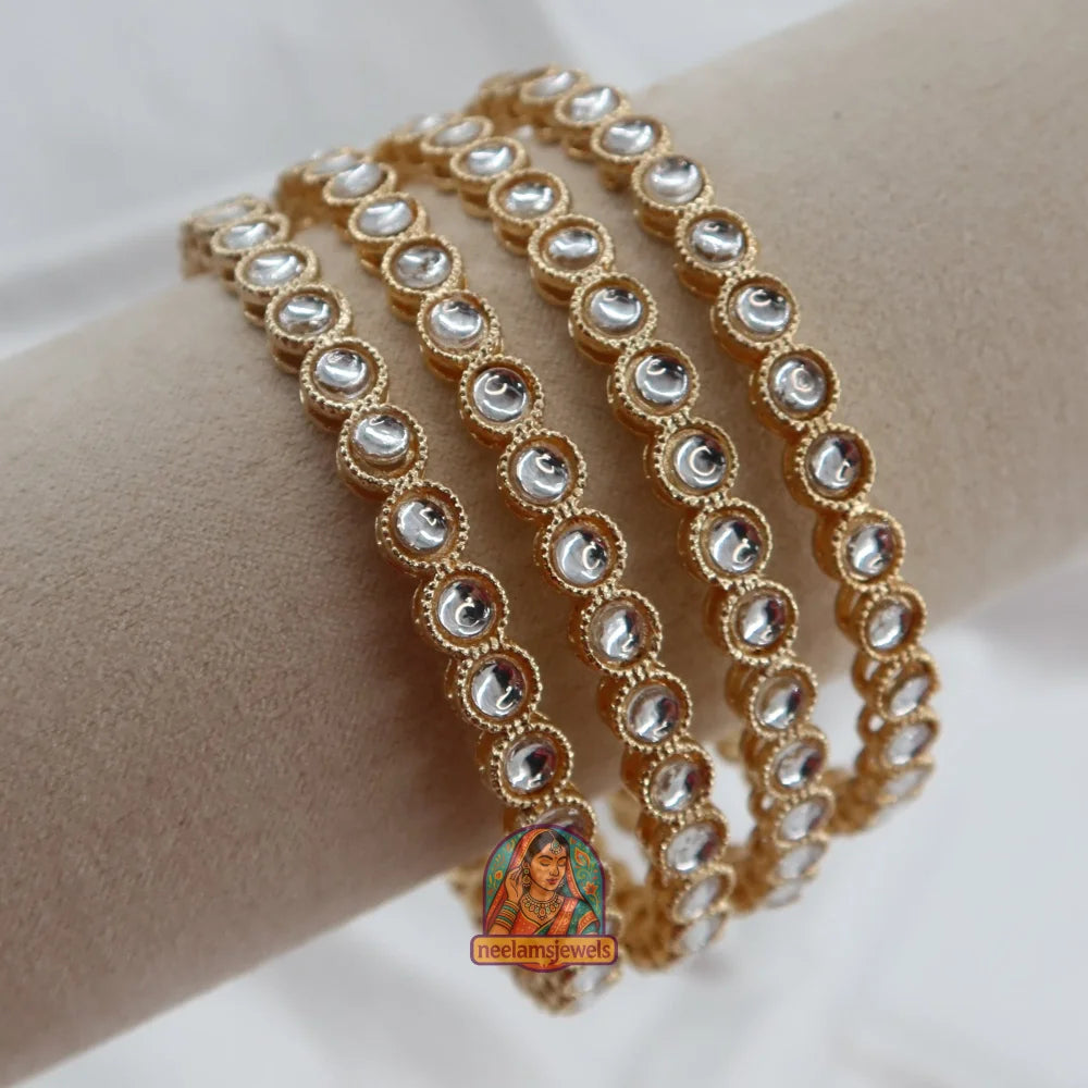 Gold Circle Kundan Bangles