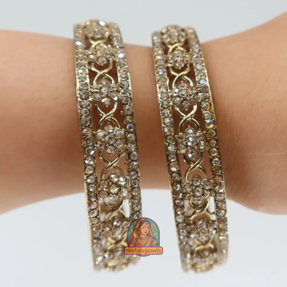 Gold Floral Stone Bangles