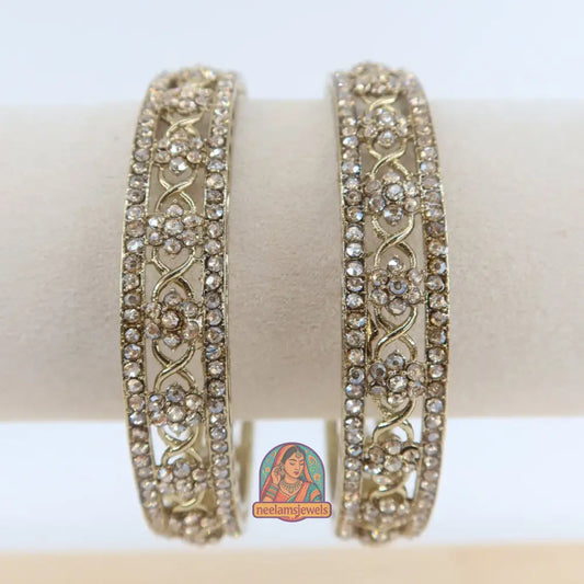 Gold Floral Stone Bangles