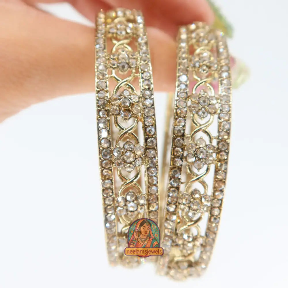 Gold Floral Stone Bangles