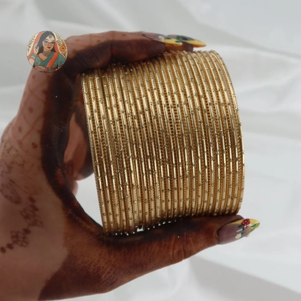 ’Gold’ Matte Gold Dotted Bangle Set