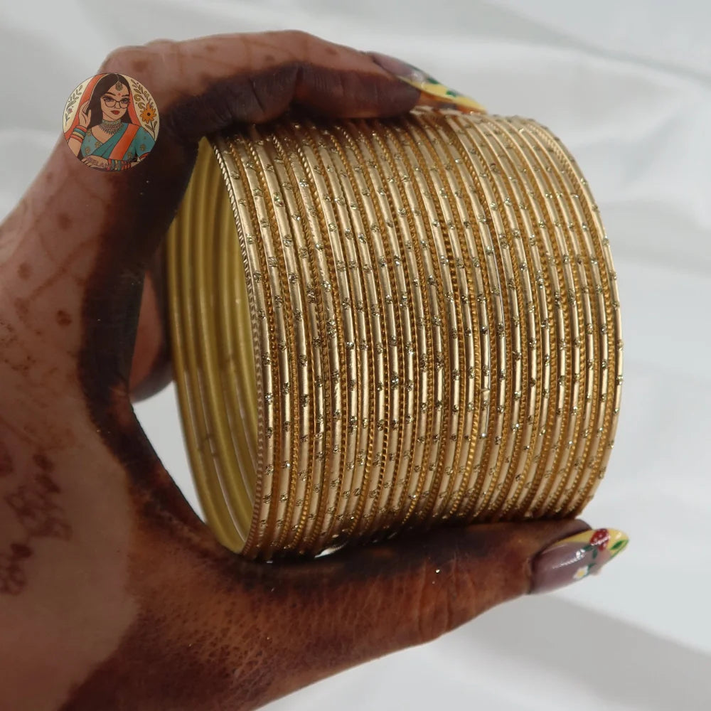 ’Gold’ Matte Gold Dotted Bangle Set