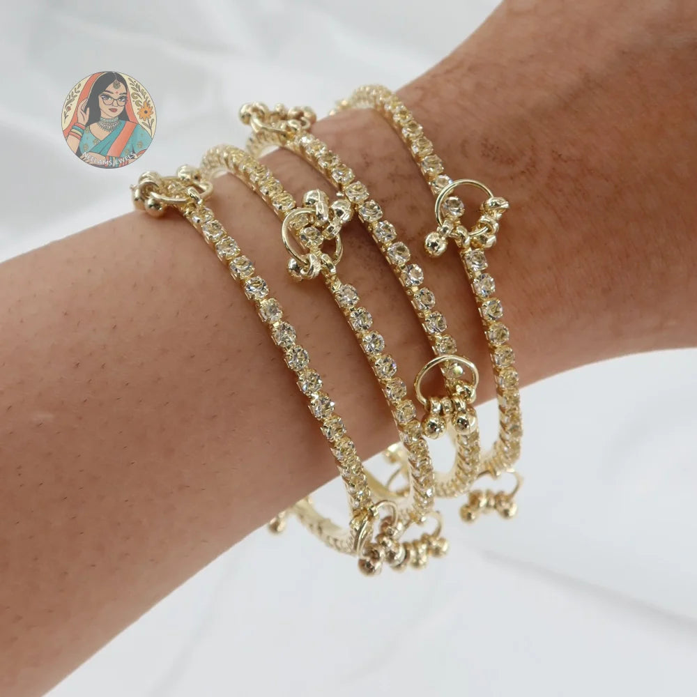 Gold Sparkle Ghungroo Mini Bangle Set (4)