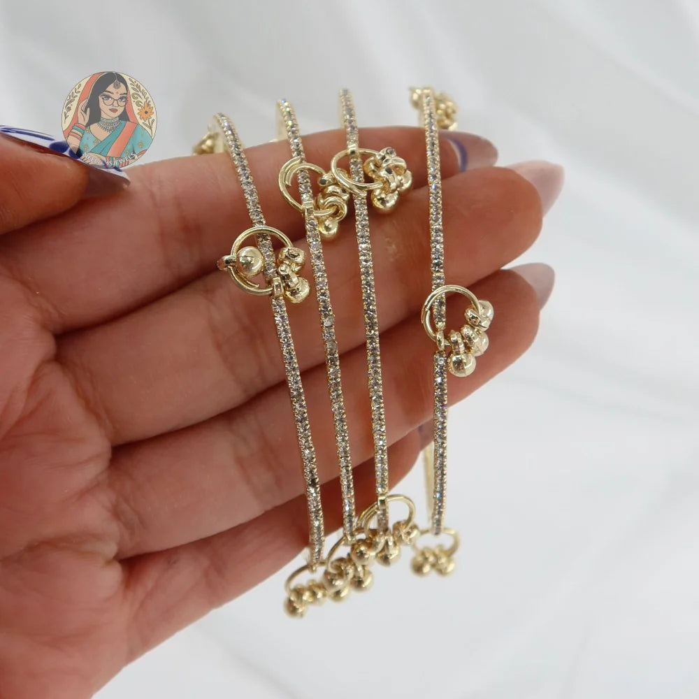 Gold Sparkle Ghungroo Mini Bangle Set (4)