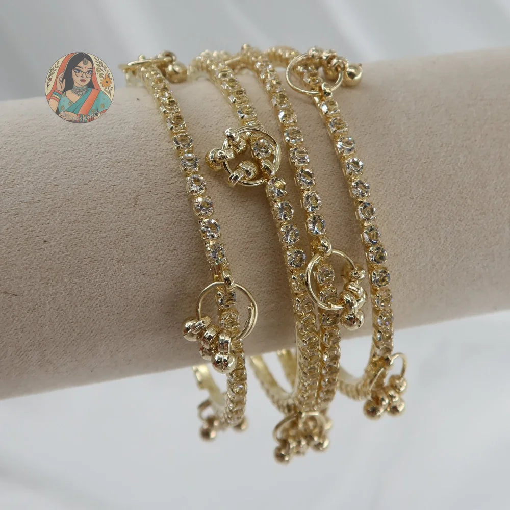 Gold Sparkle Ghungroo Mini Bangle Set (4)
