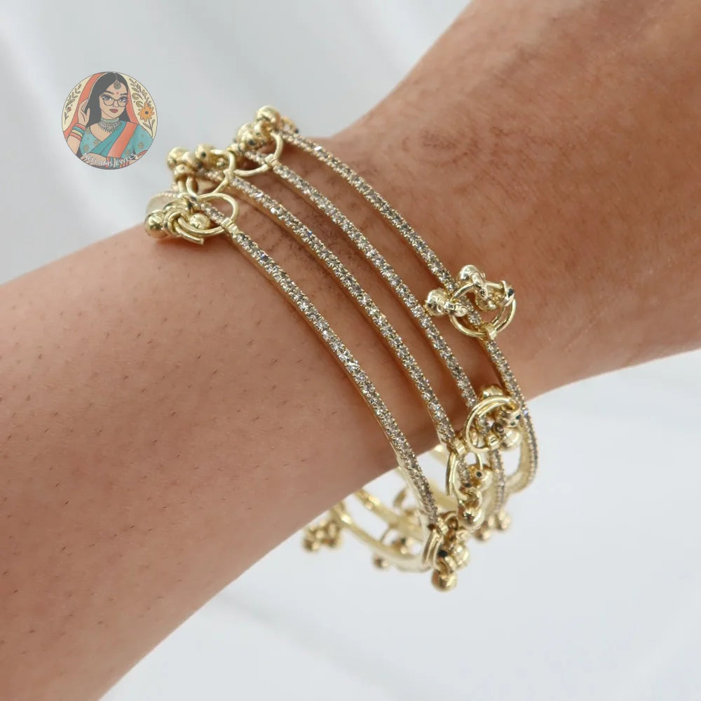 Gold Sparkle Ghungroo Mini Bangle Set (4)