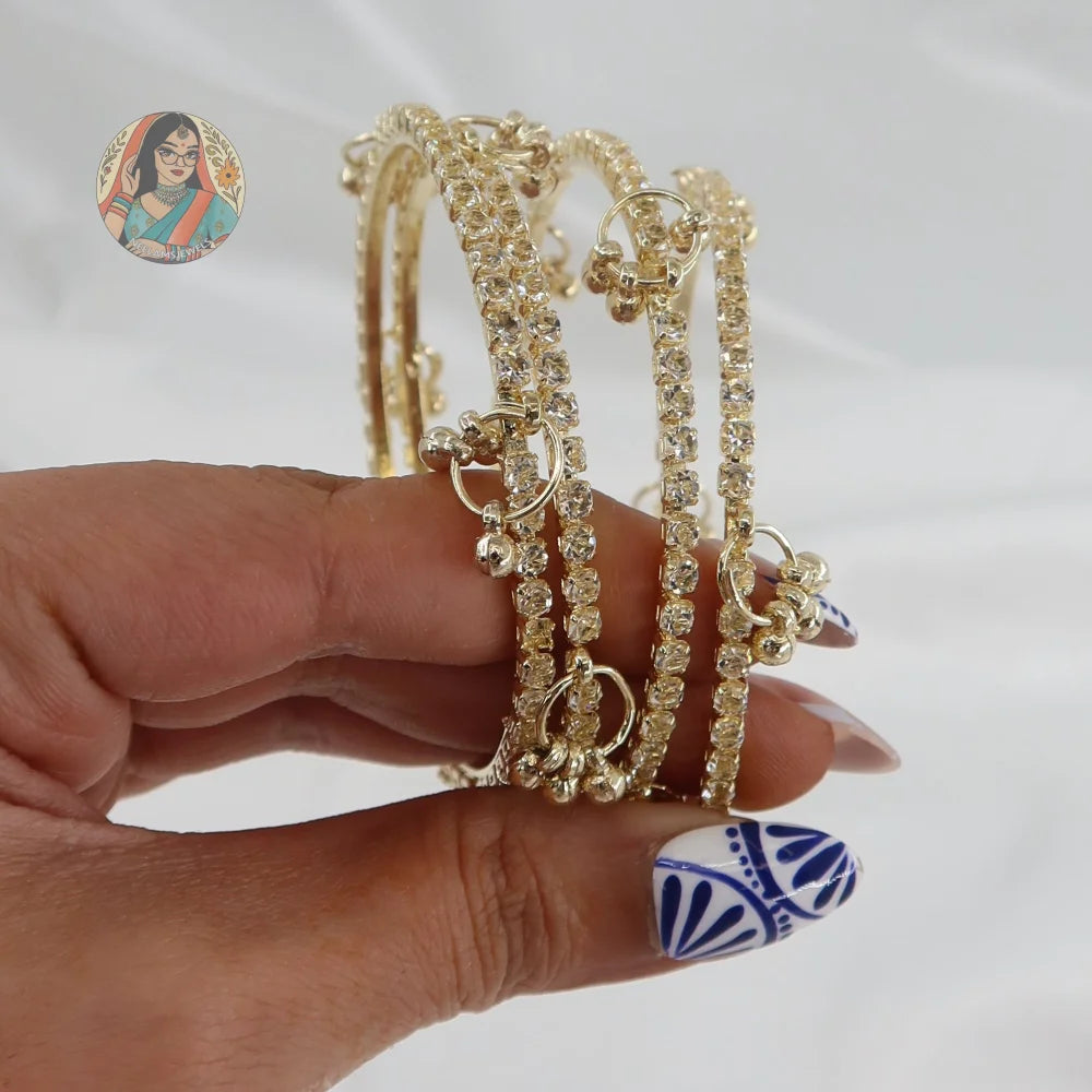 Gold Sparkle Ghungroo Mini Bangle Set (4)