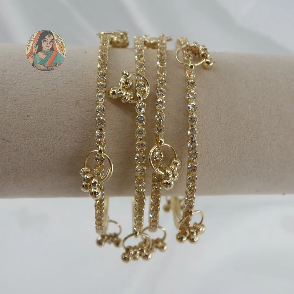 Gold Sparkle Ghungroo Mini Bangle Set (4)