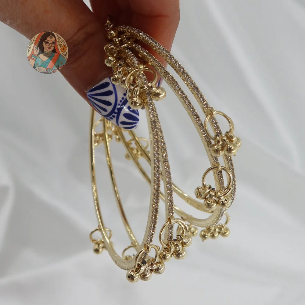 Gold Sparkle Ghungroo Mini Bangle Set (4)