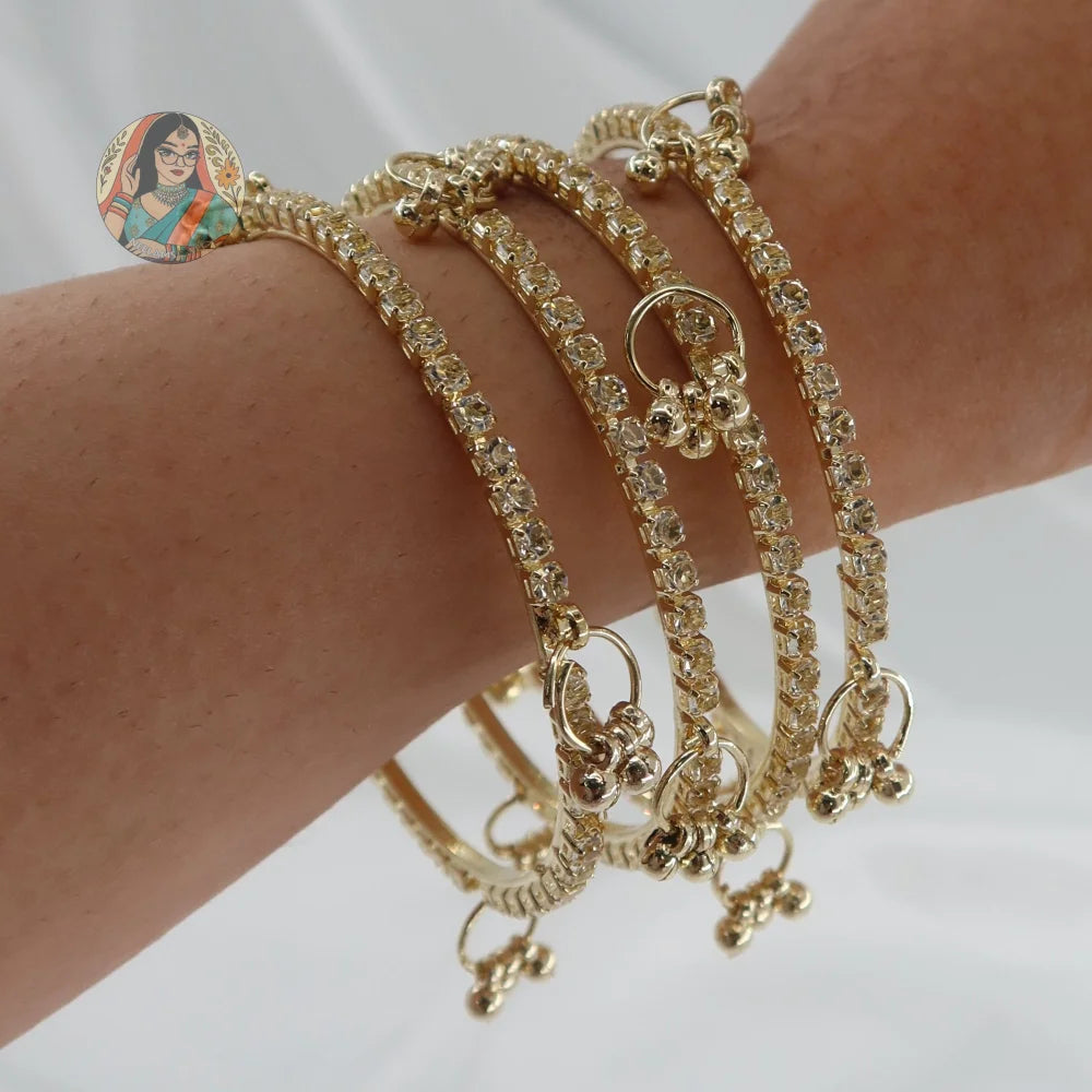 Gold Sparkle Ghungroo Mini Bangle Set (4)