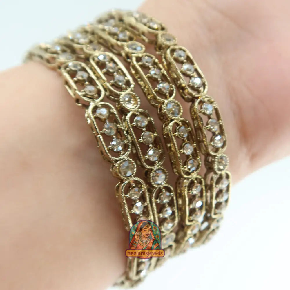 Gold Stone Link Bangles