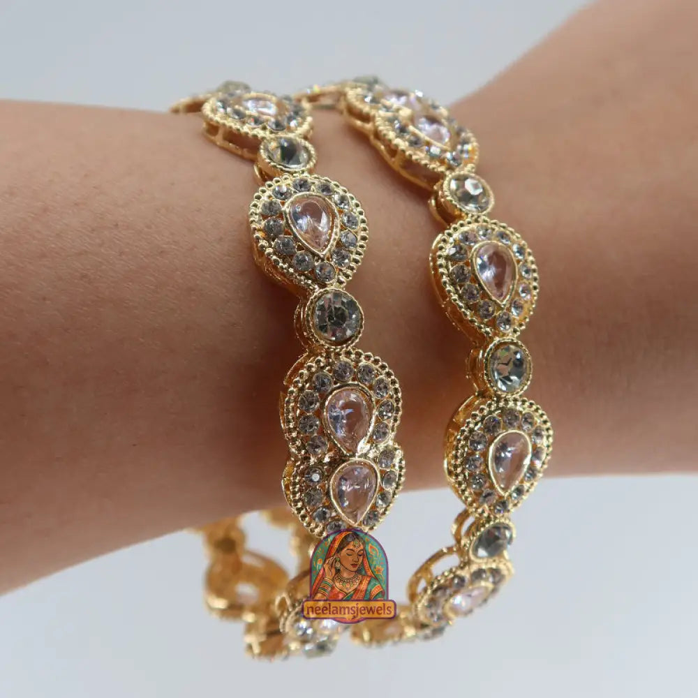 Gold Teardrop Stone Bangles