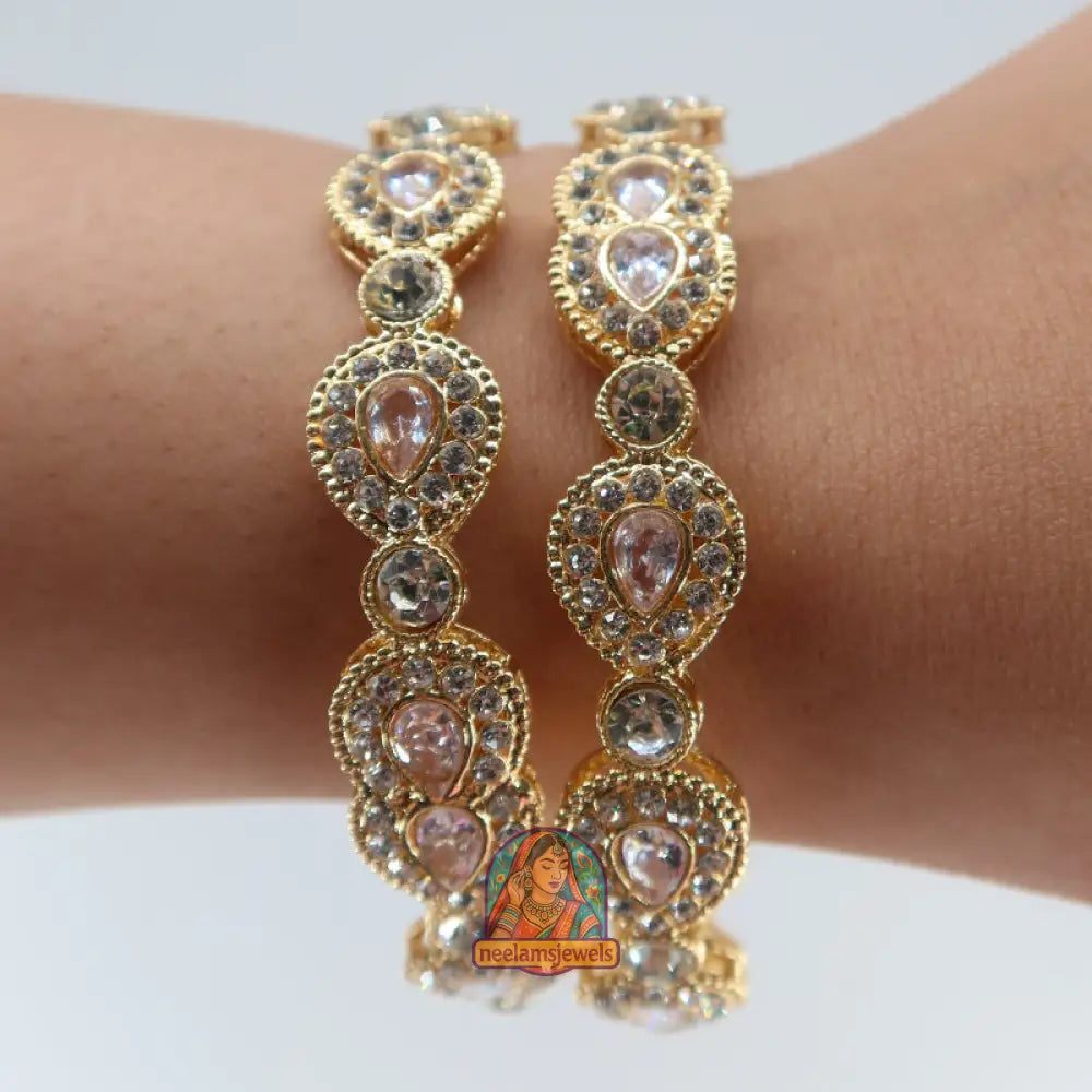 Gold Teardrop Stone Bangles
