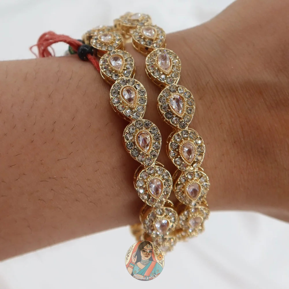 Gold Teardrop Stone Bangles