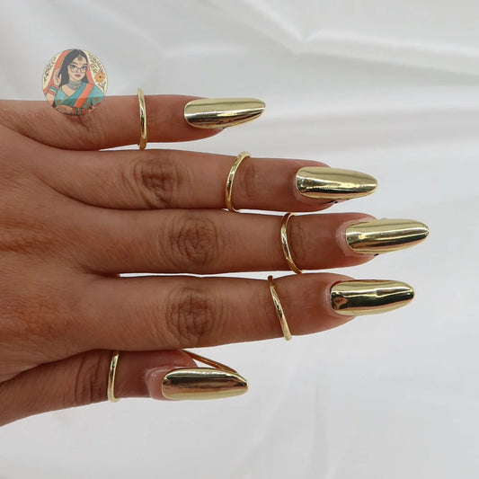 Gold-Toned Nail Rings (5)