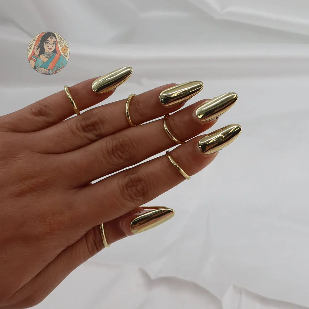 Gold-Toned Nail Rings (5)