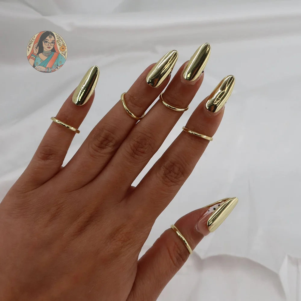 Gold-Toned Nail Rings (5)