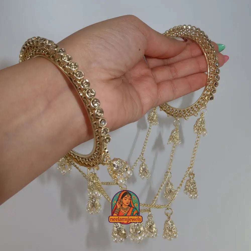Golden Connected Pearl Mini Jhumka