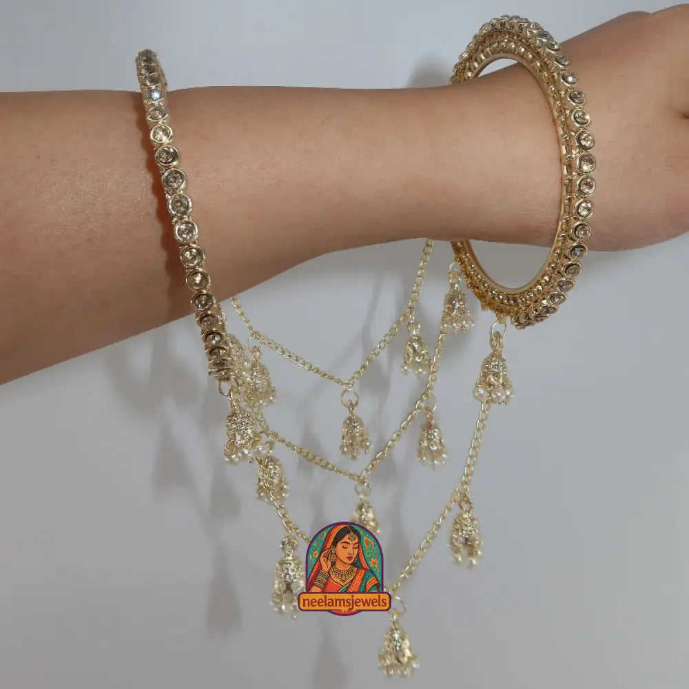 Golden Connected Pearl Mini Jhumka