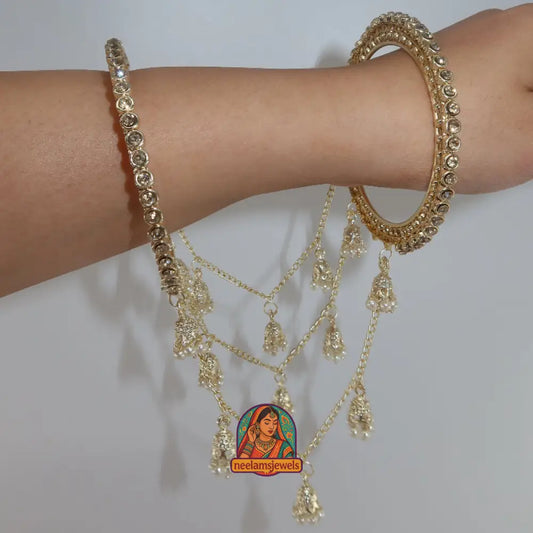 Golden Connected Pearl Mini Jhumka
