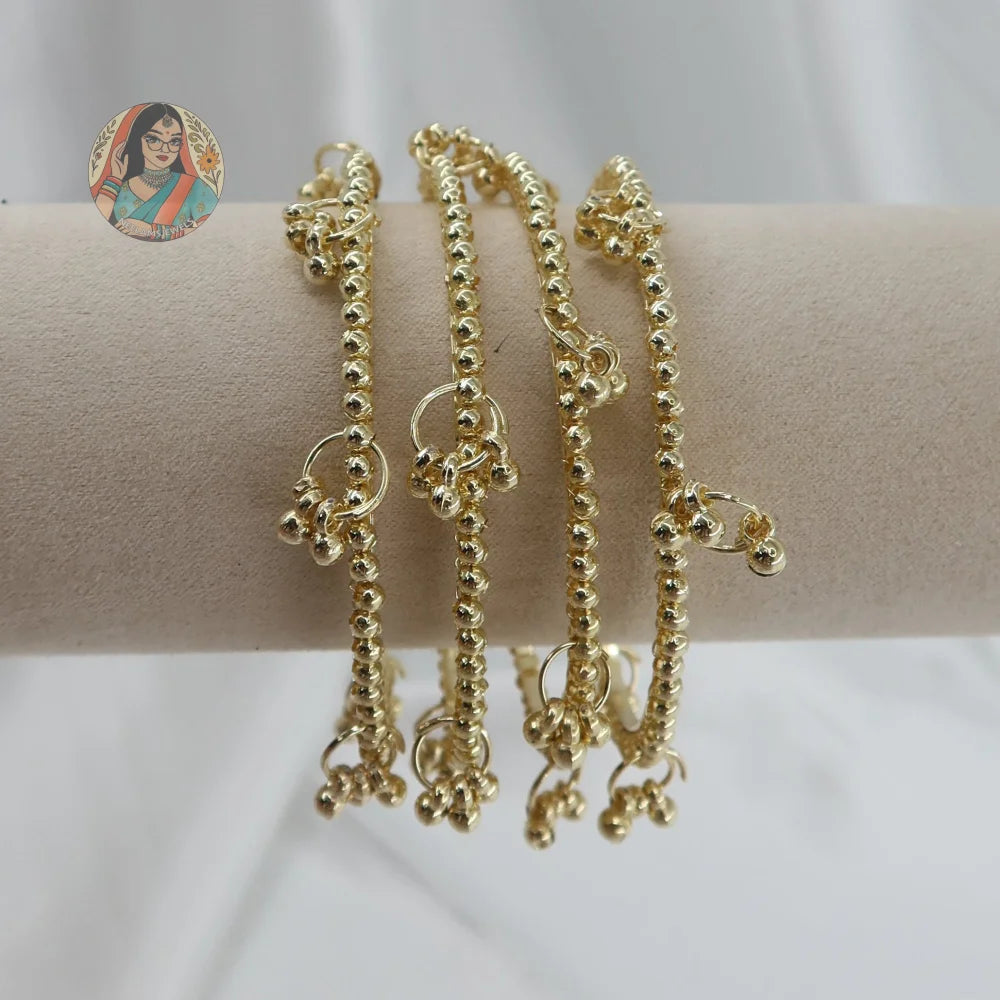 Golden Dotted Ghungroo Mini Bangle Set (4)