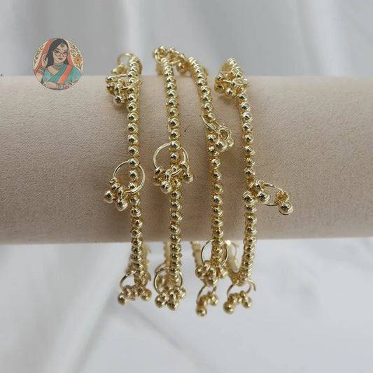 Golden Dotted Ghungroo Mini Bangle Set (4)