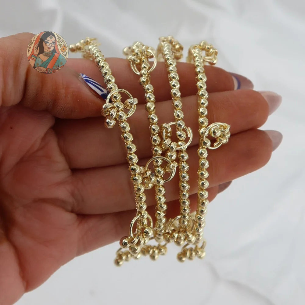 Golden Dotted Ghungroo Mini Bangle Set (4)