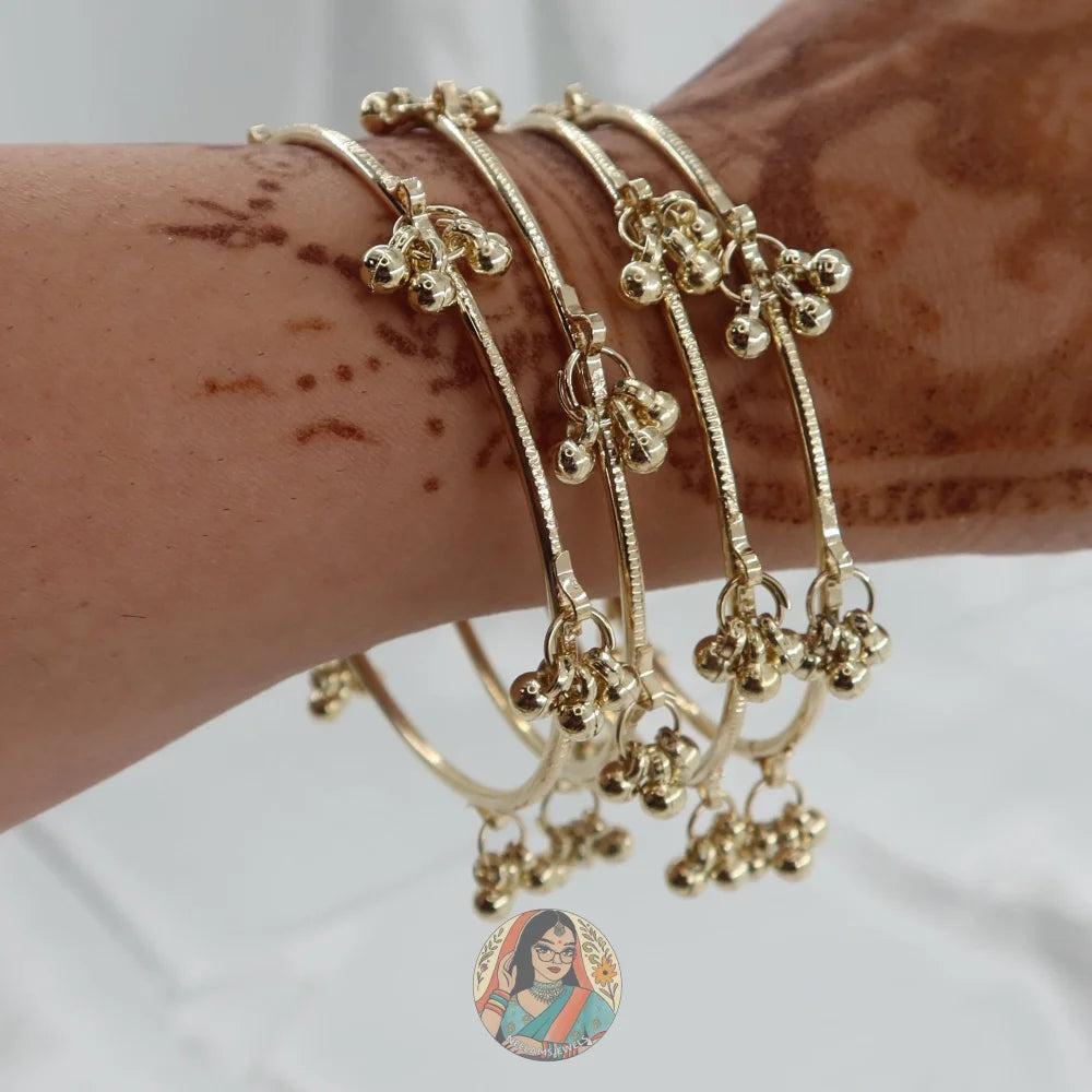 Golden Ghungroo Mini Bangle Set